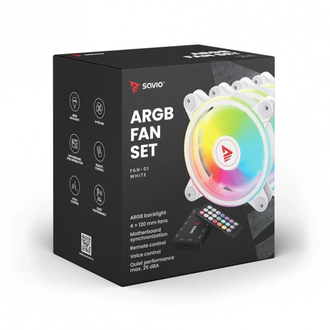 FAN-01 Hvid 4-pak 120mm ARGB ventilator, inklusiv controller og fjernbetjening