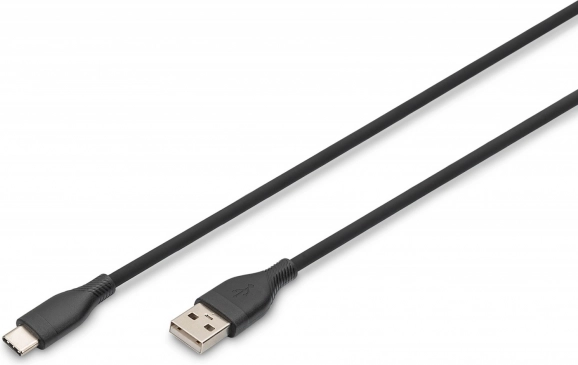 Silikone-forbindelseskabel USB-A - USB-C, USB 2.0, 60W, 1 m sort