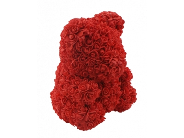Valentinsdag rød bamse med rosehjerte - 40 cm