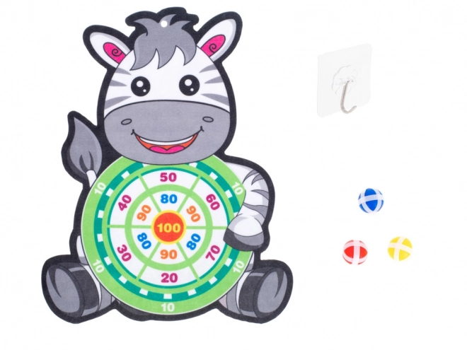 Børnespil med målskive og velcrobolde Zebra