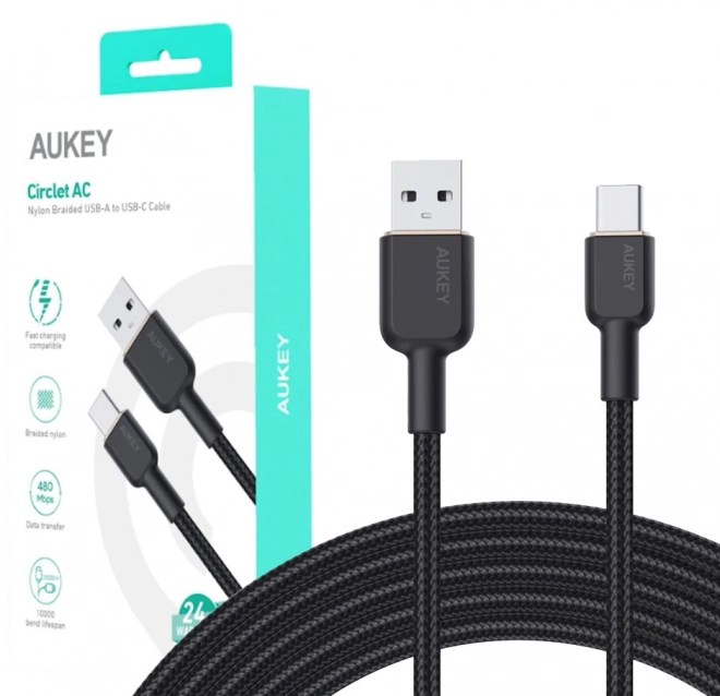 AUKEY nylon USB-C til USB-A kabel 1.8m