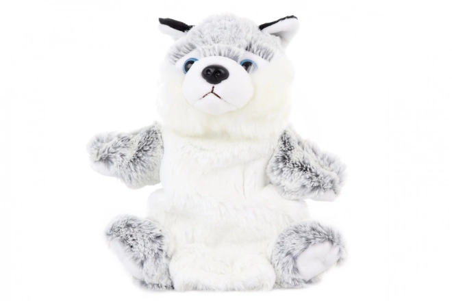 Plys Hund Husky hånddukke 25 cm
