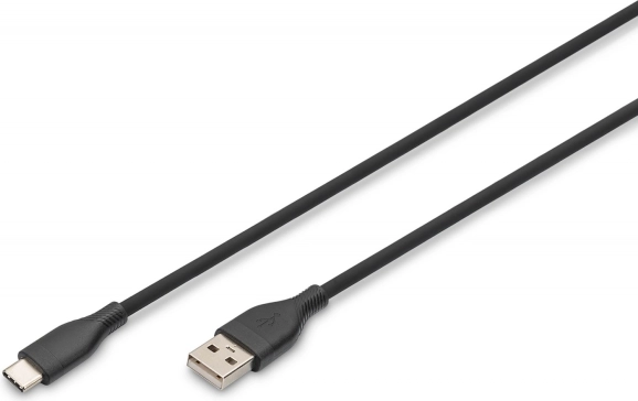 Silikonekabel USB-A til USB-C, USB 2.0 60 W, 2 m sort