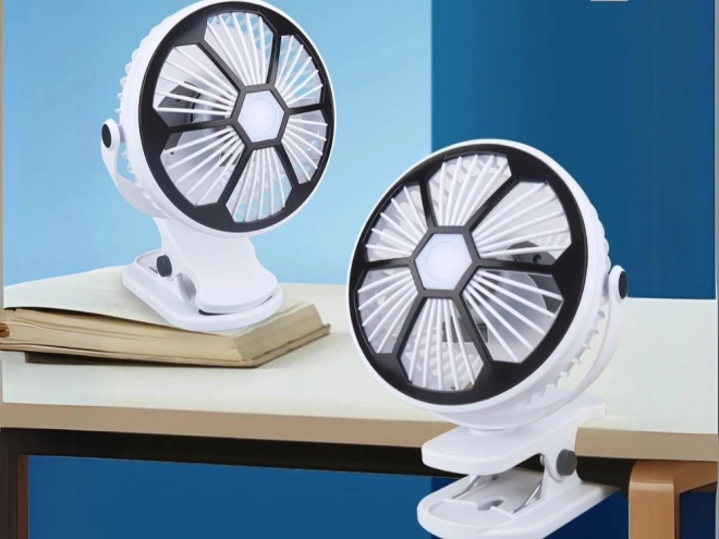 Bordventilator med LED lys og klip