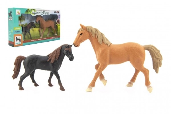 Hest/Koner 2 stk plast i kasse 36x20x6cm
