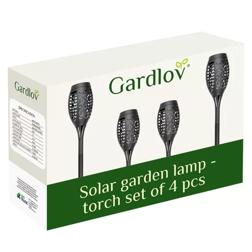 Garlov Solarlampe til haven - fakkel, sæt 4 stk