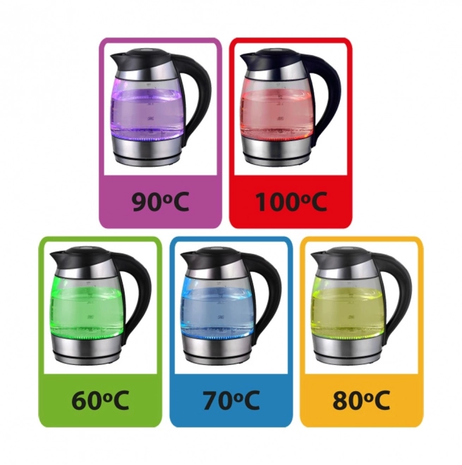 Elkedel Seine 1,7 l af sort glas med LED-belysning og temperaturregulering