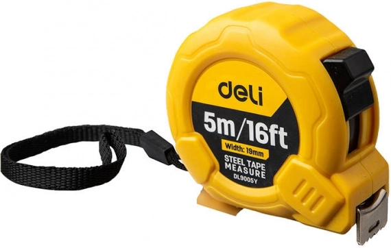 Deli oprulningsmålebånd 5 m/19 mm gul