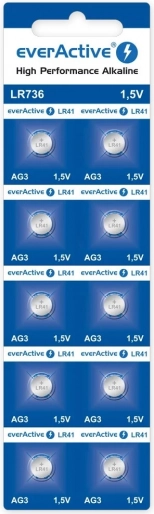 Alkaliske knapcellebatterier everActive LR41 (LR736/AG3) 1,5 V – blister 10 stk