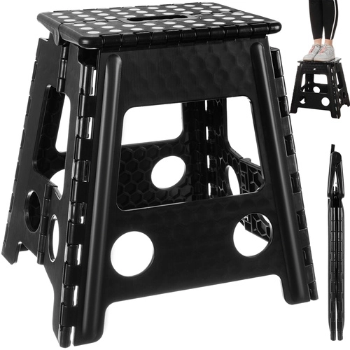 Sammenklappelig skammel sort-hvid 39 cm