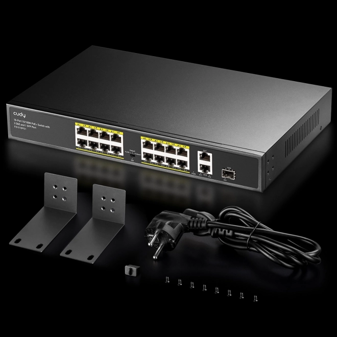 16-port PoE+ switch med 1 SFP