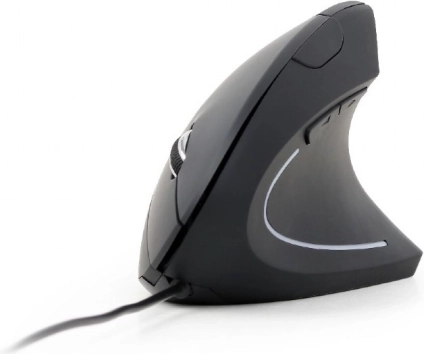 Ergonomisk vertikal optisk mus, 6 knapper, sort
