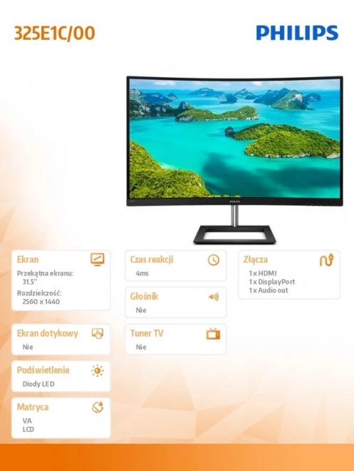 Philips buet skærm 31.5 tommer