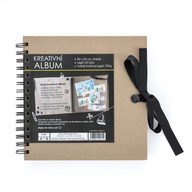 Kreativt album brun 20,5 x 20,5 cm