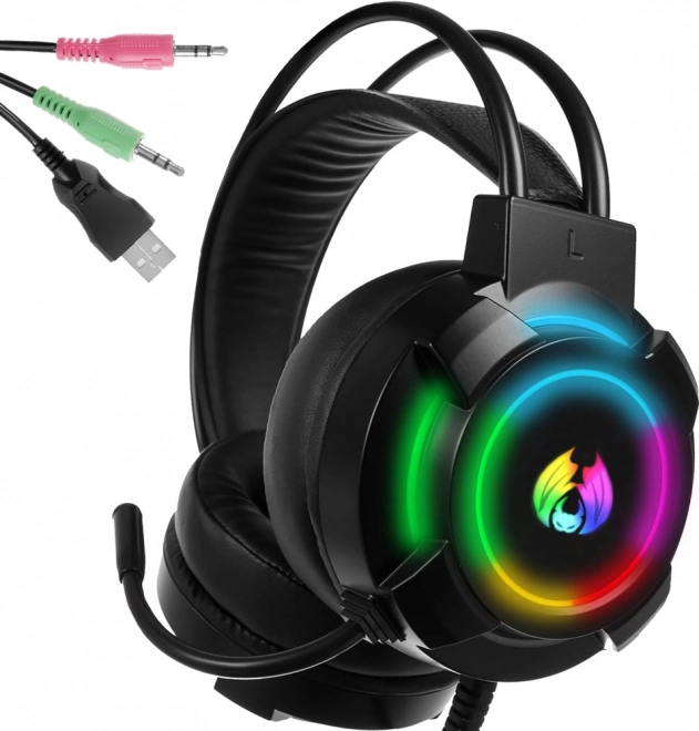 Gaming-headset med LED RGB-belysning og mikrofon