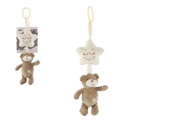Bamse med stjerne, plys gardin til krybbe/barnevogn med optrækkelig spilleautomat 36 cm i pose 0+