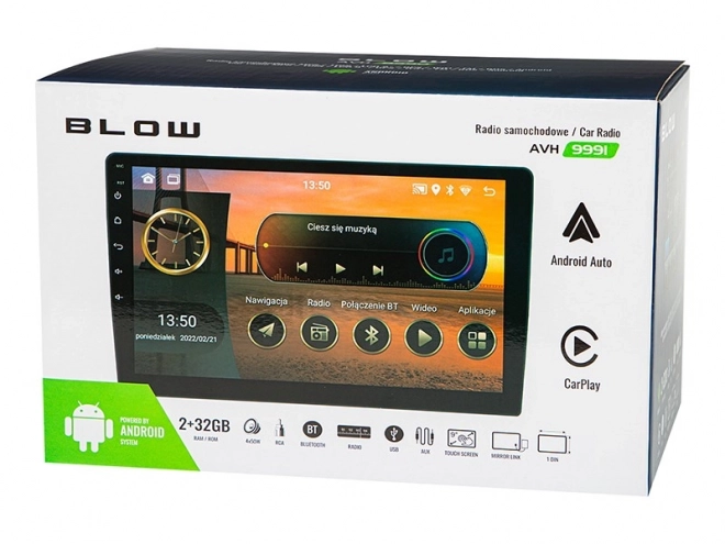 Bilradio system 9 tommer med Android, WiFi, GPS og CarPlay