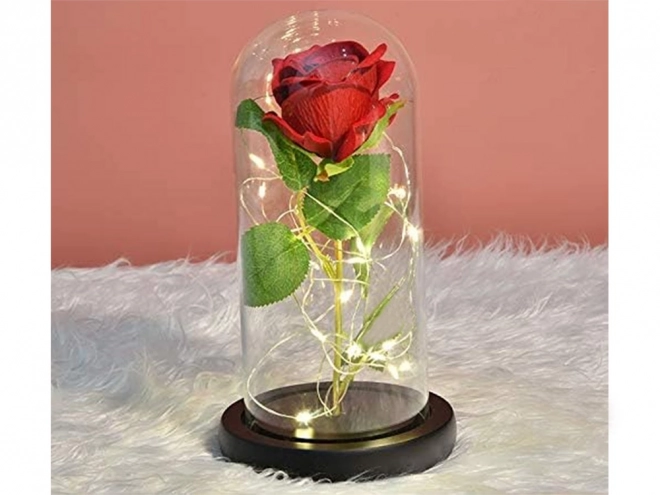 Evig rose i glas med LED-belysning