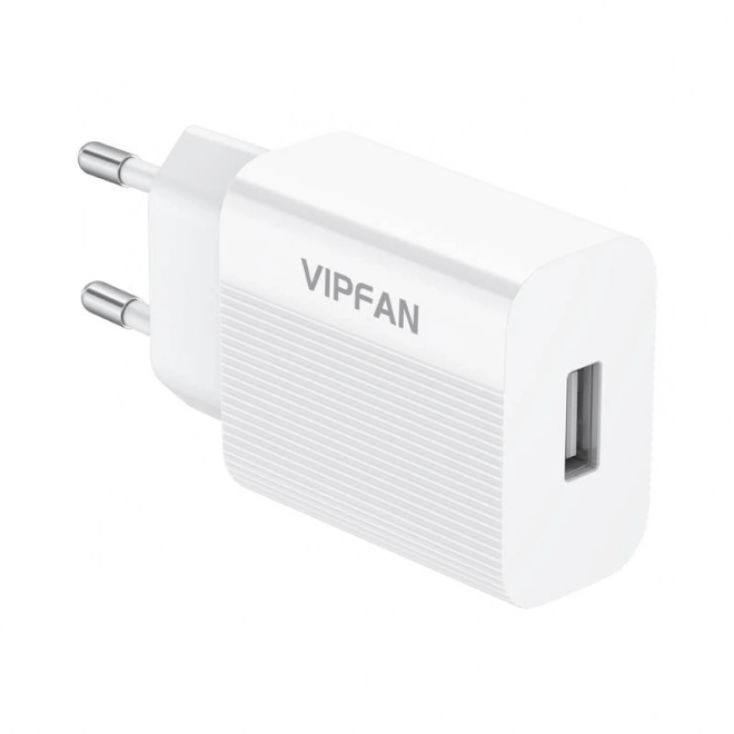 Vægoplader VFAN E01, 1x USB, 2,4 A (hvid)