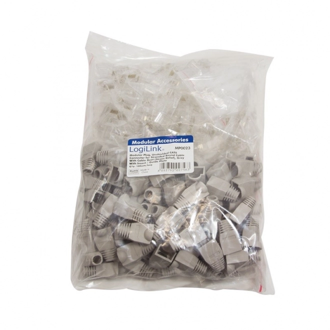 RJ45 CAT.6 stik med beskyttelse, grå, pakning 100 stk