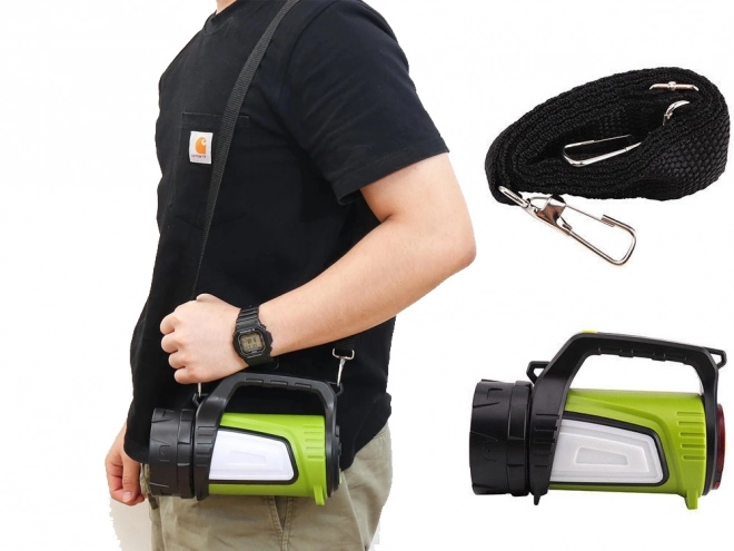 Genopladelig LED-lommelygte med powerbank til camping