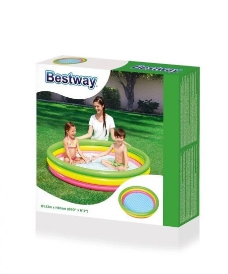Farverigt oppusteligt babypool 152x30cm i kasse 30x24x7cm 2+