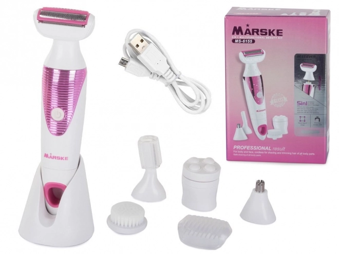 Dame multifunktionel epilator og barbermaskine 5i1 med trådløs holder