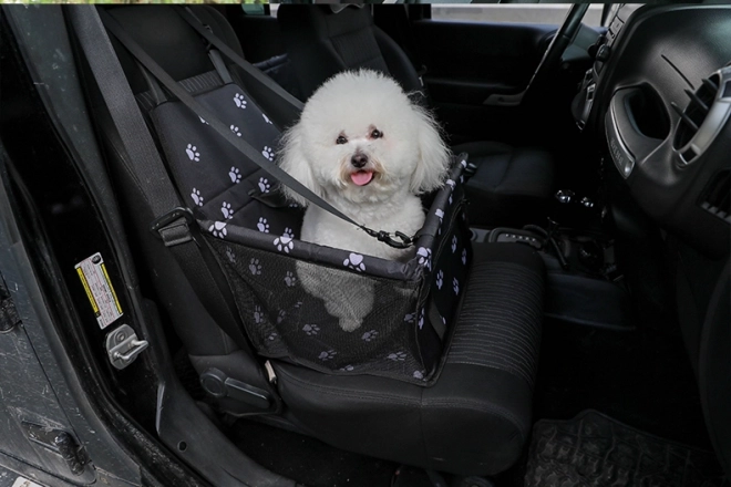 Transportabelt billede-bilsædeholder til hunde og katte