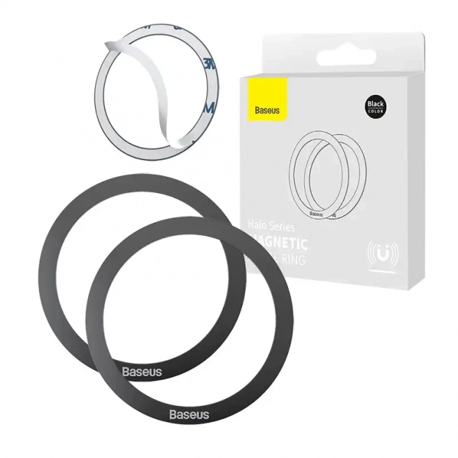 Baseus Halo Magnetisk ring til telefoner, MagSafe (sort)