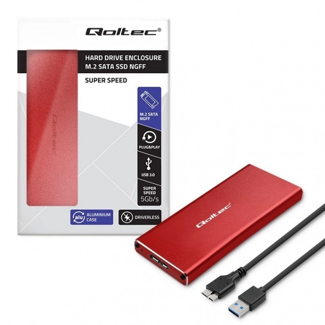 Skab | Slot til M.2 SSD disk | SATA | NGFF | USB 3.0 | Superspeed 5 Gb/s | 2TB | Rød farve