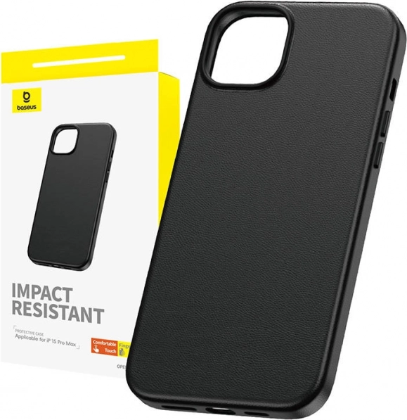 Etui til iPhone 15 Pro Max Baseus Fauxther sort