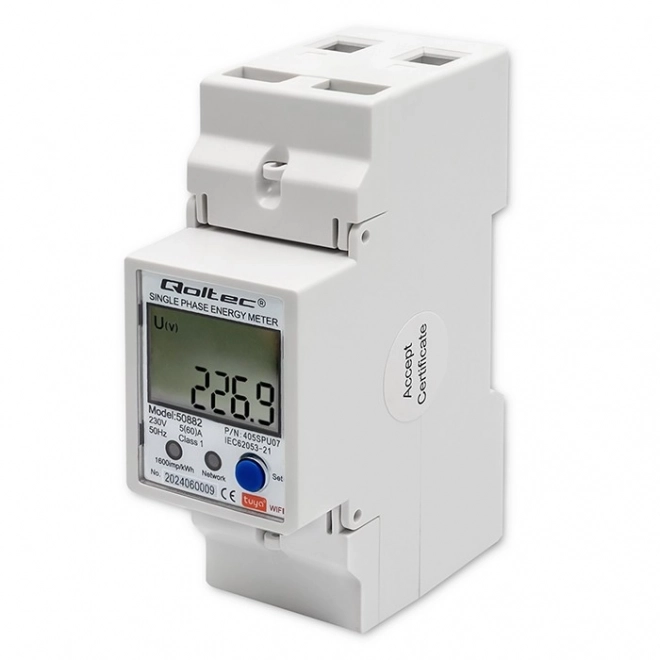Enfaset elektronisk elmåler | DIN skinne | 230V | LCD | Wi-Fi
