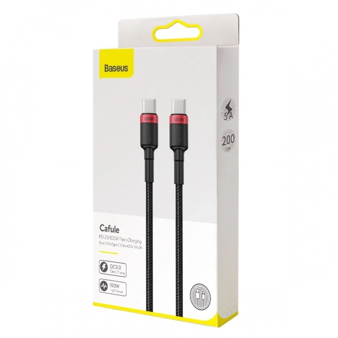 USB-C kabel til hurtig opladning Baseus Cafule 100W rød sort