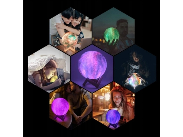 Nattlampe GALAXY 3D med farvet RGB baggrundsbelysning + fjernbetjening