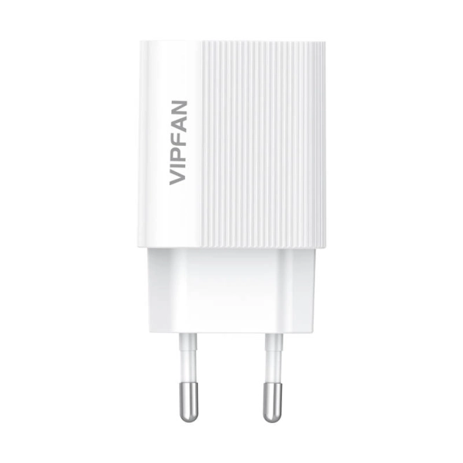 Vægoplader VFAN E01, 1x USB, 2,4 A (hvid)