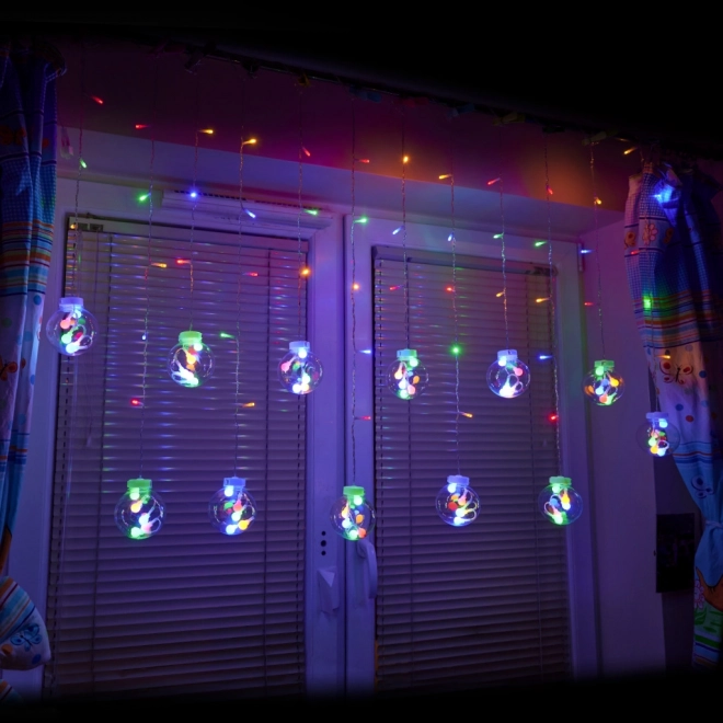 LED farvet gardin med pærer - 3 m, 108 LED