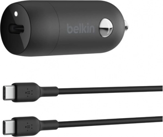 Billader til bil 30W PD PPS sort med USB-C-kabel