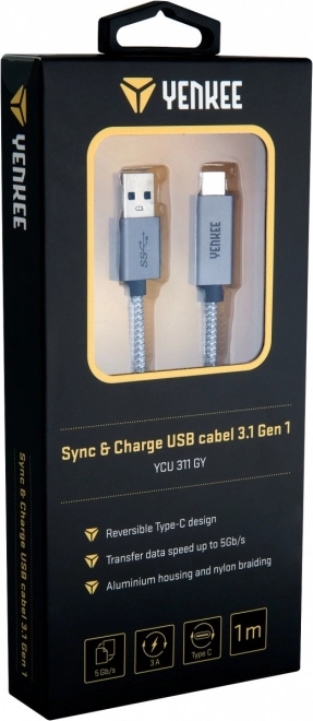 USB A til USB C-kabel med overførselshastighed på 5 Gb/s og 3A opladning