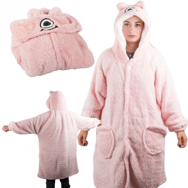 Varm oversized tæppe sweatshirt med hætte