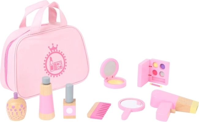 Børne kosmetiktaske Small Foot med trætilbehør pink