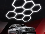 Hexagonalt LED-panellys 257 × 244 cm, 280 W, 6500K – til garage, værksted og hjem