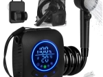 Bærbar kempingbruser TRIZAND 8000 mAh med pumpe og LED-display, USB, IPX8