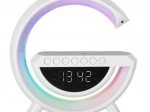 LED RGB-lampe med trådløs opladning, radio, vækkeur og Bluetooth-højttaler