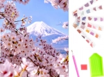 Diamant malesæt med kirsebærblomstmotiv