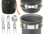 Sammenklappeligt turistsæt i kogegrej TRIZAND 1,2 l i aluminium til camping og trekking