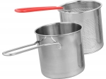 Mini gryde med friturekurv i rustfrit stål