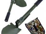 Sammenklappelig multifunktionsskovl med hakke og sav i etui