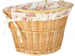 Flettet forkurv til cykel med blomsterforet indsats og click-hurtigmontering