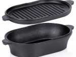 Oval støbejernsbradepande med låg 2-i-1 cast line 28 × 16 cm, 1,2 l