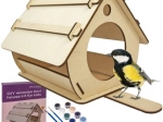 Fuglefoderhus i træ til samling og maling MAALEO